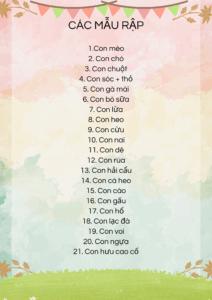 Các mẫu rập may thú nỉ